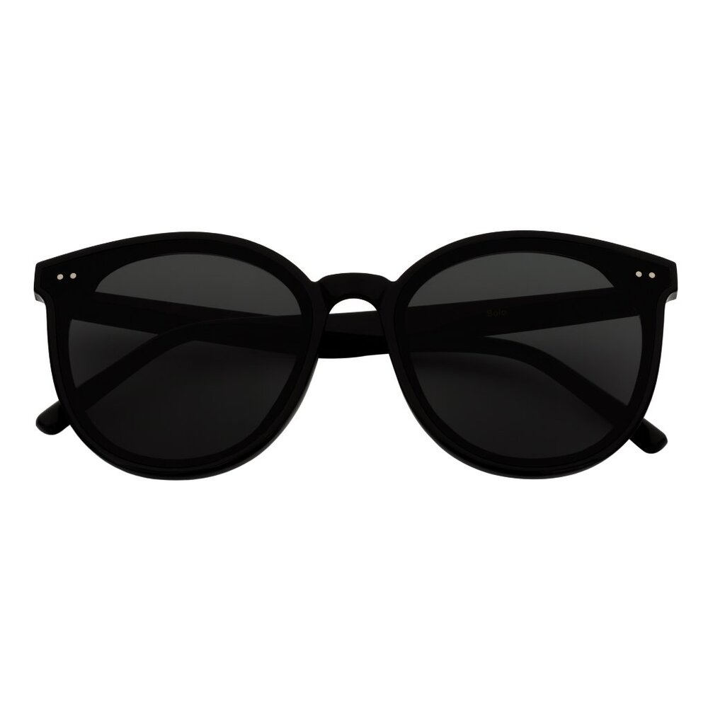 Polarized Womens Oversize 2 Pin Cat Eye Sunglasses Gloss Black Smoke Tint